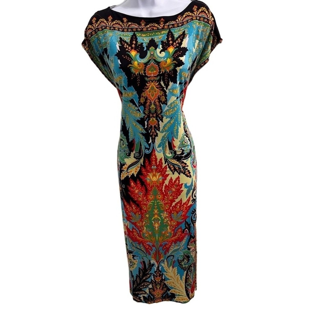 Gemma Dress Woman's Medium Boho Indie Cap Sleeves Boat Neck Maxi